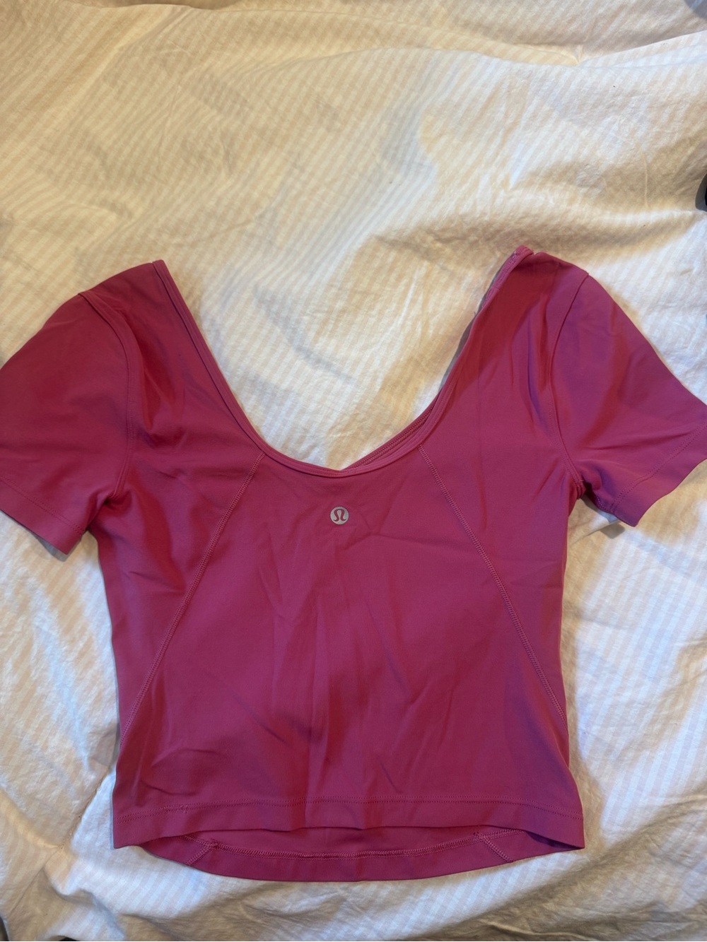 lululemon athletica Scoop-Neck Short Sleeve Crop Top - Raspberry Pink